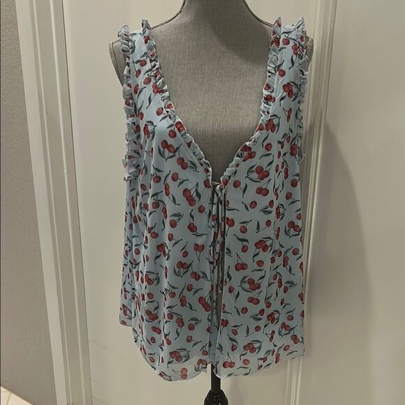 Cherry Print Ruffle Trim Top - Picture 2 of 10